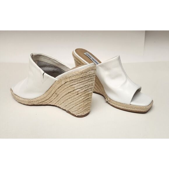 Steve Madden Women's White Urge Espadrille Wedge Heel Leather Sandals Size 8M - Picture 9 of 12